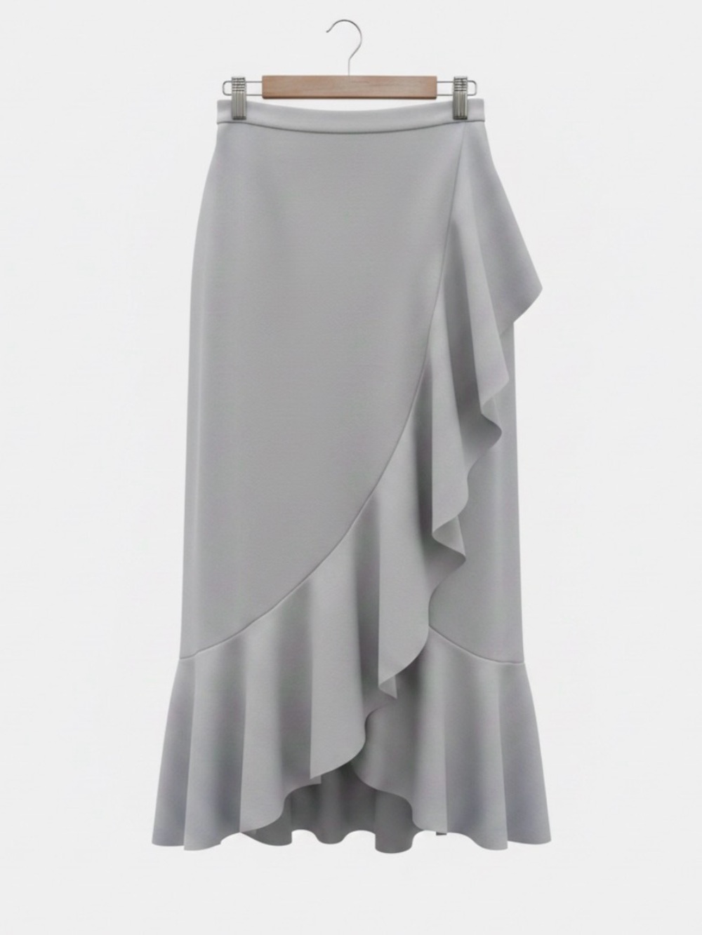 Kensie Asymmetrical Midi Skirt in Beige - Picture 6 of 7